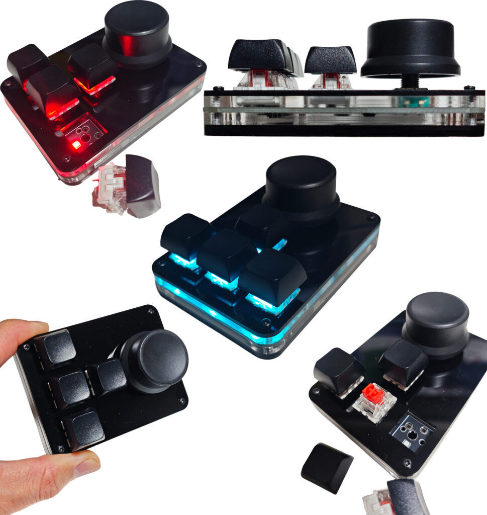 USB プログラマブルミニキーボード 片手 赤軸メカニカルスイッチ 4キー+1ノブ 「TinyKeyboard5」 Windows/Mac対応