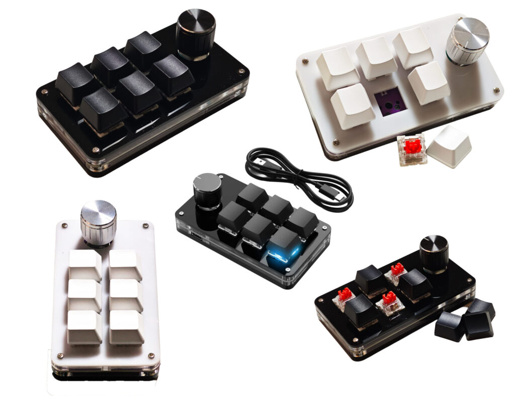 USB プログラマブル キーボード 6キー + 1回転ノブ 全2色