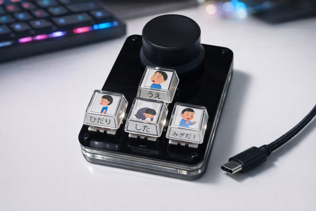 【送料無料】USB  4キー + 回転ノブ カスタムキーキャップモデル プログラマブル キーボード Mac/Win対応